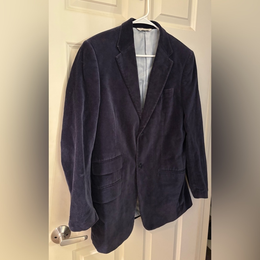 Perry Ellis Men’s Slim Fit Cotton Velvet Blazer in Navy, Size 38 Reg - Picture 2 of 11